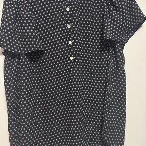 Black and White Patterned Button-Up Shirt
